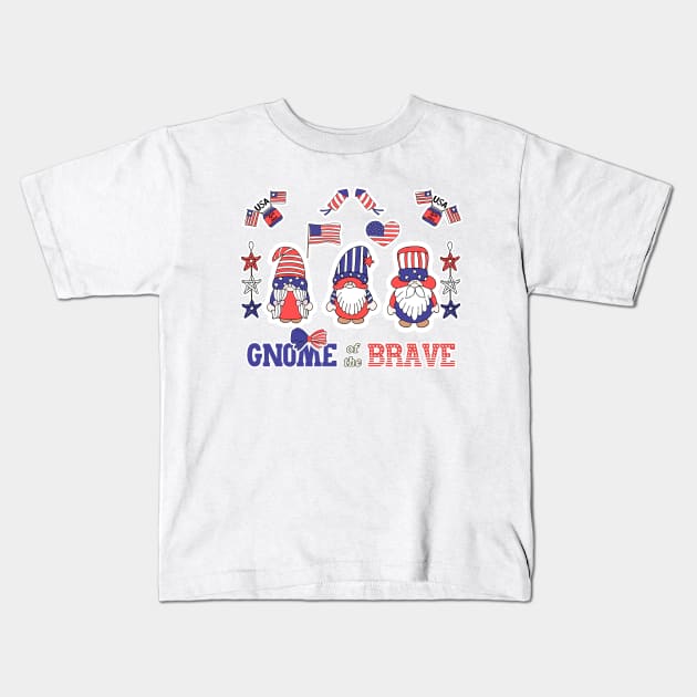 4th of July Gnomes Kids T-Shirt by Nixart